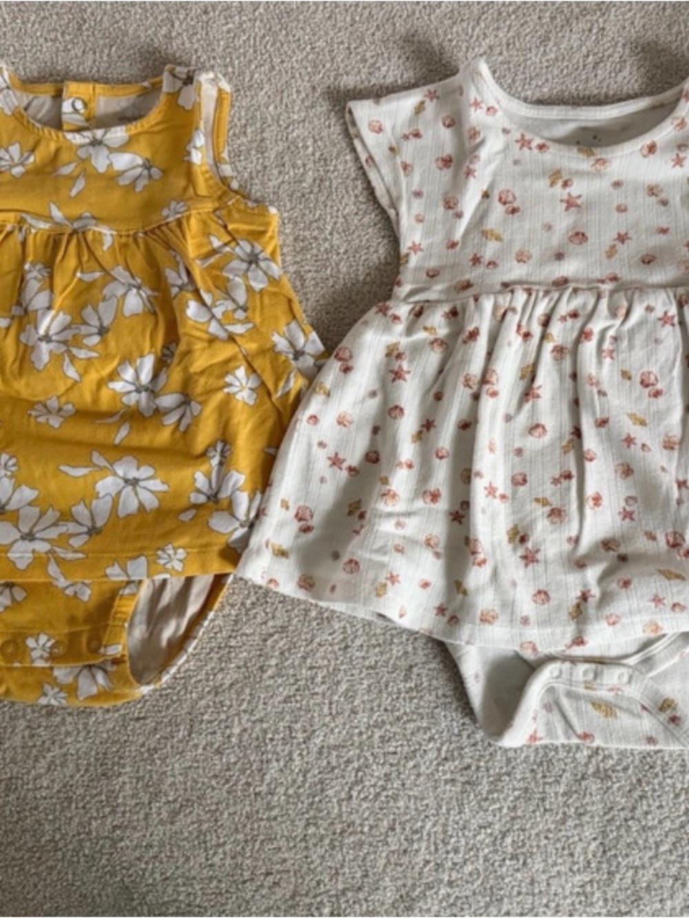 Toddler Floral Sleeveless Romper - Yellow & Cream